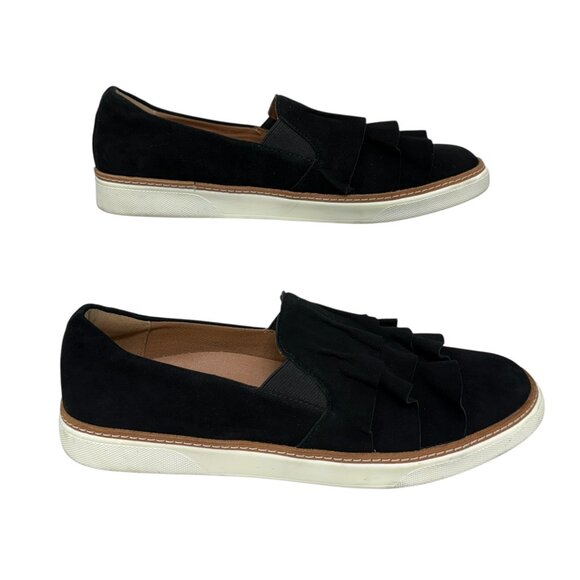 Vionic Mahalo Suede Ruffles Women's Slip-on Shoe Sneakers in Black Size 8 - Picture 2 of 8
